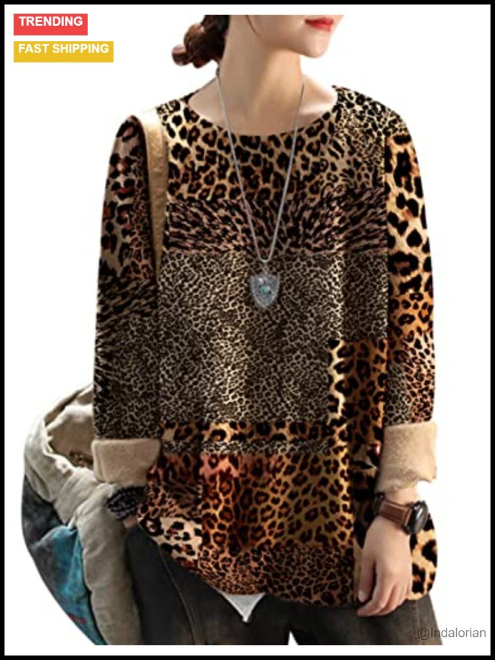 Women's Graphic Print Oversized Pullover Sweater Tunic Top Long Sleeve Winter